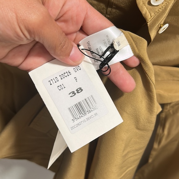 Celine 100% silk button down women military style shirt bronze caramel size 38 - Picture 7 of 16